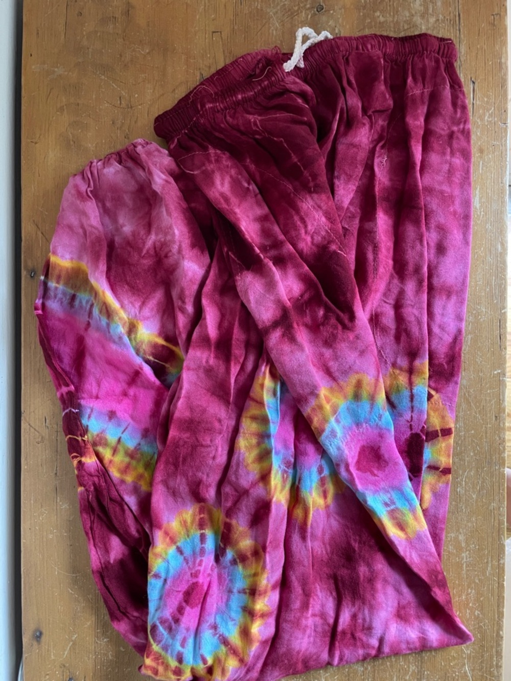 Tie-Dye Lounge Pants in Burgundy and Rainbow